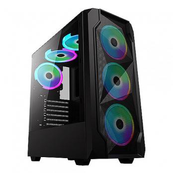 Корпус DeTech DT-8010 RGB; ATX; без БП; black