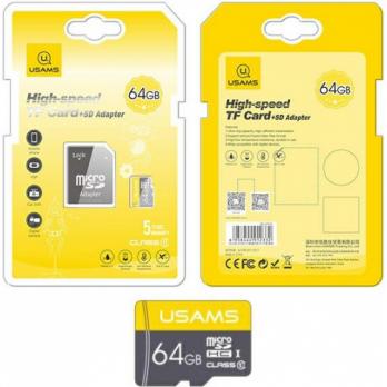 Карта памяти microSDHC 64GB Usams + Adapter