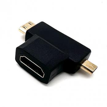 Переходник HDMI (F) - microHDMI (M) - miniHDMI (M) SmartBuy A119