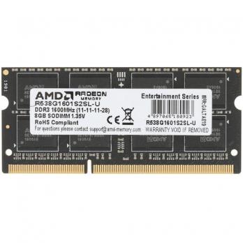 Оперативная память SODIMM DDR3L-1600 8GB AMD Radeon R5 Entertainment (R538G1601S2SL-U)