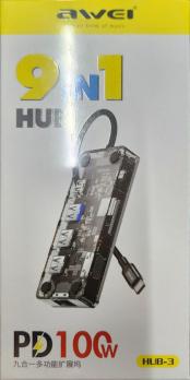 USB-Hub Awei HUB-2, 9in1, PD100W