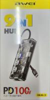 USB-Hub Awei HUB-3, 9in1, PD100W