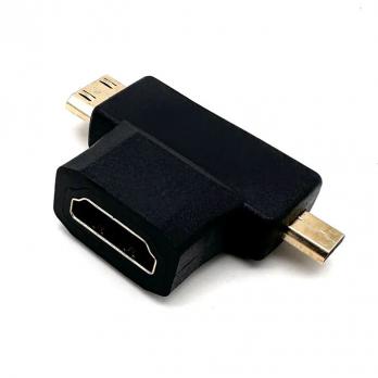 Переходник HDMI (F) - microHDMI (M) - miniHDMI (M)