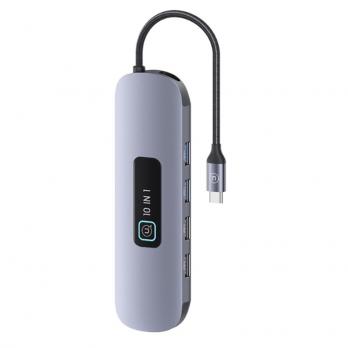 USB-Hub Type-C Usams SJ644; USB3.0x2, TF, SD, Type-C, USB2.0x2, HDMI, LAN, VGA, 0.15m, grey