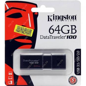 Флешка USB3.0 64GB Kingston DataTraveler 100 G3