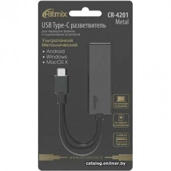USB-Hub Type-C Ritmix CR-4201 Metal, 2-ports