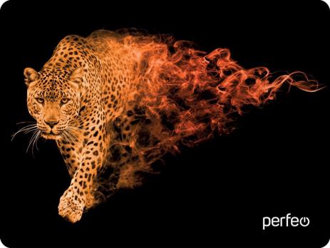 Коврик для мыши Perfeo Flames - Леопард, 240x320x3mm, ткань+резиновое основание
