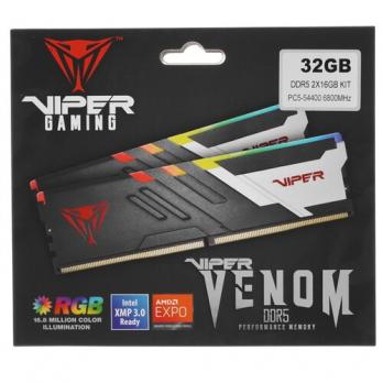 Оперативная память DDR5-6800 2x16GB Patriot Viper VENOM RGB (PVVR532G680C34K)
