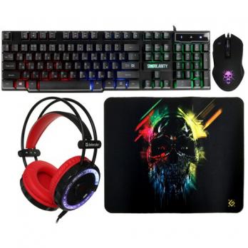 Комплект клавиатура+мышь+коврик+гарнитура Defender Singularity MKP-118
