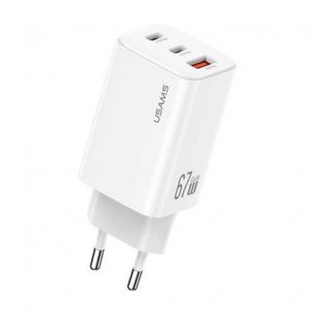 Зарядное устройство 2xType-C+USB-A Usams CC265, 67W, GaN, white