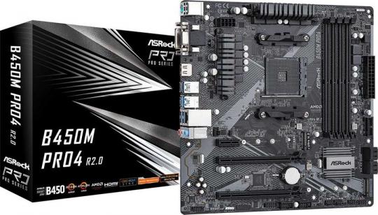 Материнская плата AMD sAM4 B450 Asrock B450M Pro4 R2.0