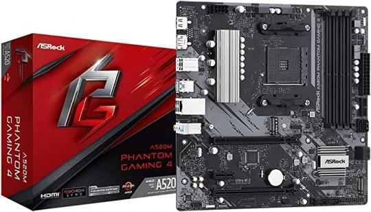 Материнская плата AMD sAM4 A520 Asrock A520M Phantom Gaming 4