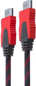 Кабель HDMI v1.4 DeTech, 25m, 2 феррита, red-black