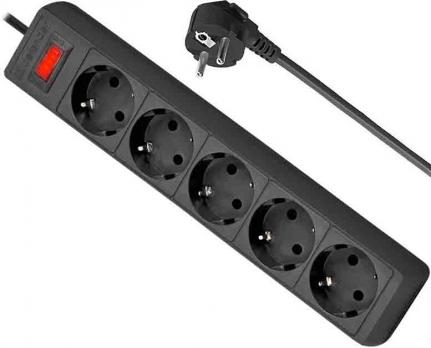 Сетевой фильтр 5m Defender ES 5, 5 гнезд, black