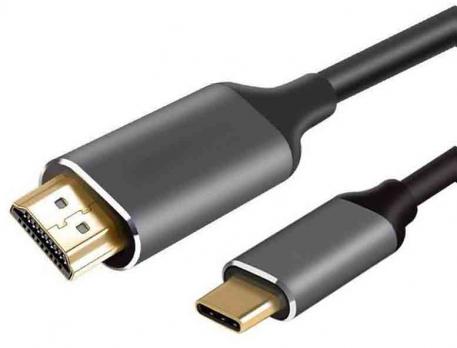 Кабель Type-C (M) - HDMI (M) DeTech, ПВХ + алюминиевая оболочка, 2m