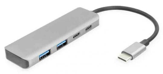 USB-Hub Type-C 0192, 2xType-C, 2xUSB2.0, 0,1m, grey