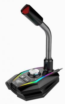 Микрофон игровой Havit HV-GK56, 36dB, USB 1.5m, RGB-подсветка, black