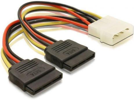 Кабель питания 2xMolex - SATA 15pin DeTech, 0.2m