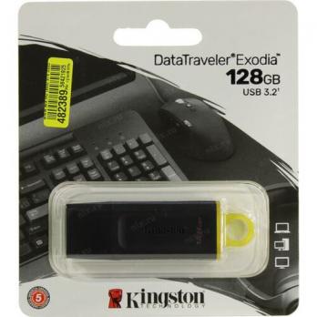 Флешка USB3.2 128GB Kingston DataTraveler Exodia (DTX/128GB); черный-желтый