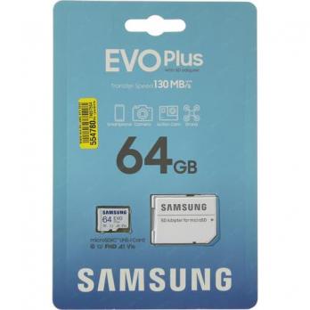 Карта памяти microSDXC 64GB Samsung EVO PLUS (MB-MC64KA-RU)