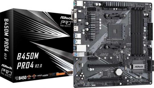 Материнская плата AMD B450 Asrock B450M Pro4 R2.0